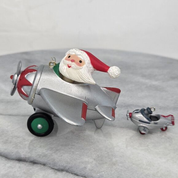 Vintage 1996 Santa Airplane Longs Ornament + 1997 Hallmark Pursuit Christmas Lot - Picture 1 of 16